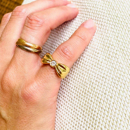 Anillo de lazo de aleación clásico para damas europeas y americanas