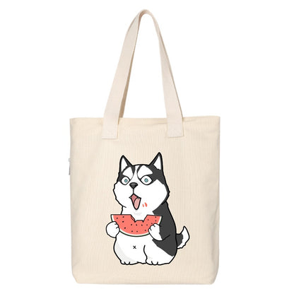 Shiba Inu Male And Female Shoulder Bag Canvas Large Capacity