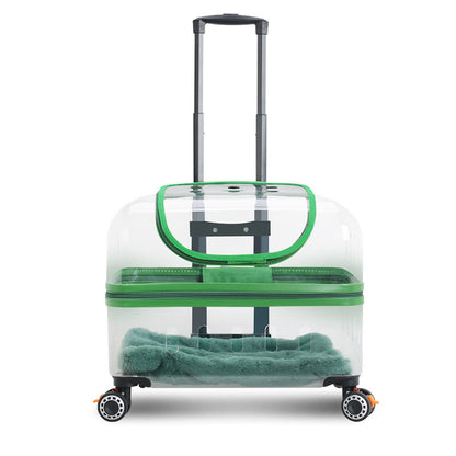 Bolsa para gatos con ruedas para mascotas, portátil, universal, para exteriores, con ruedas, transpirable, con barra de tracción, caja para mascotas de gran capacidad.