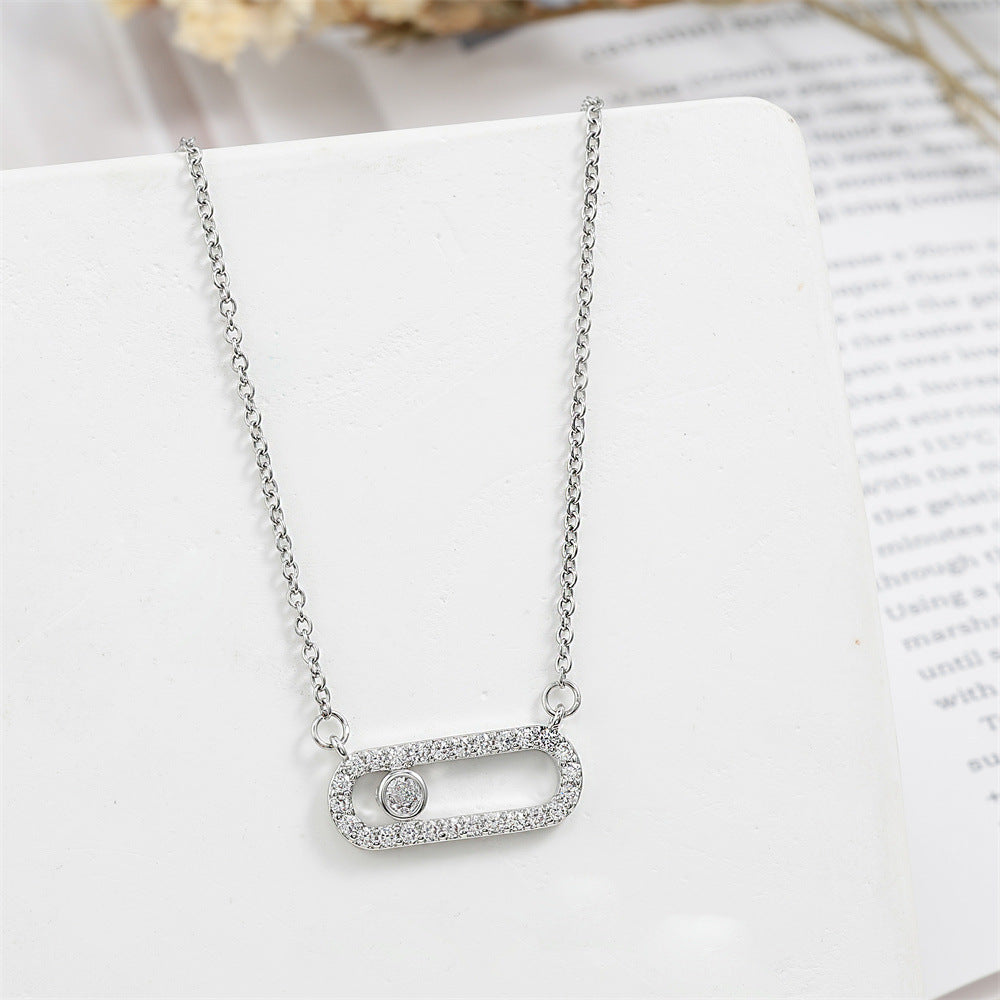 Hollow Oval Pin Necklace Women's High-grade Fashion Commuter Clavicle Chain