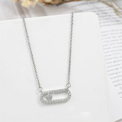 Collar con broche ovalado hueco para mujer, cadena de clavícula de alta calidad y estilo moderno.