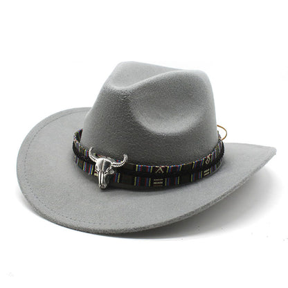 Sombrero de vaquero occidental de lana de jazz para hombre y mujer, estilo nacional