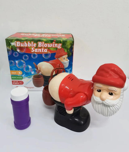 Elektrische Weihnachtsmann-Seifenblasenmaschine, Blasen mit Musik und Licht, Unterhaltungsspielzeug, Streich, lustiges Ornament, Weihnachtsgeschenke, Weihnachtsdekorationen