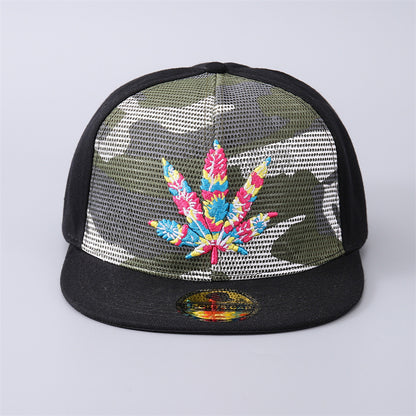 Gorra de béisbol con visera plana, transpirable y con camuflaje, estilo hip hop, para actividades al aire libre y ocio.