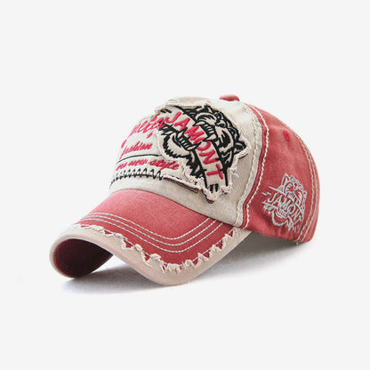Sombrero para el sol con cabeza de tigre bordado para actividades al aire libre para hombre