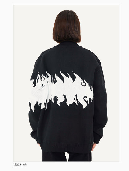 Street Retro Flame Color Matching Guochao Sweater
