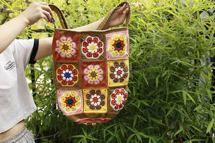 Ethnic Style Handmade Woven Bucket Bag