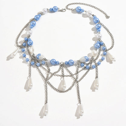 Collar colgante de cadena larga para clavícula para mujer