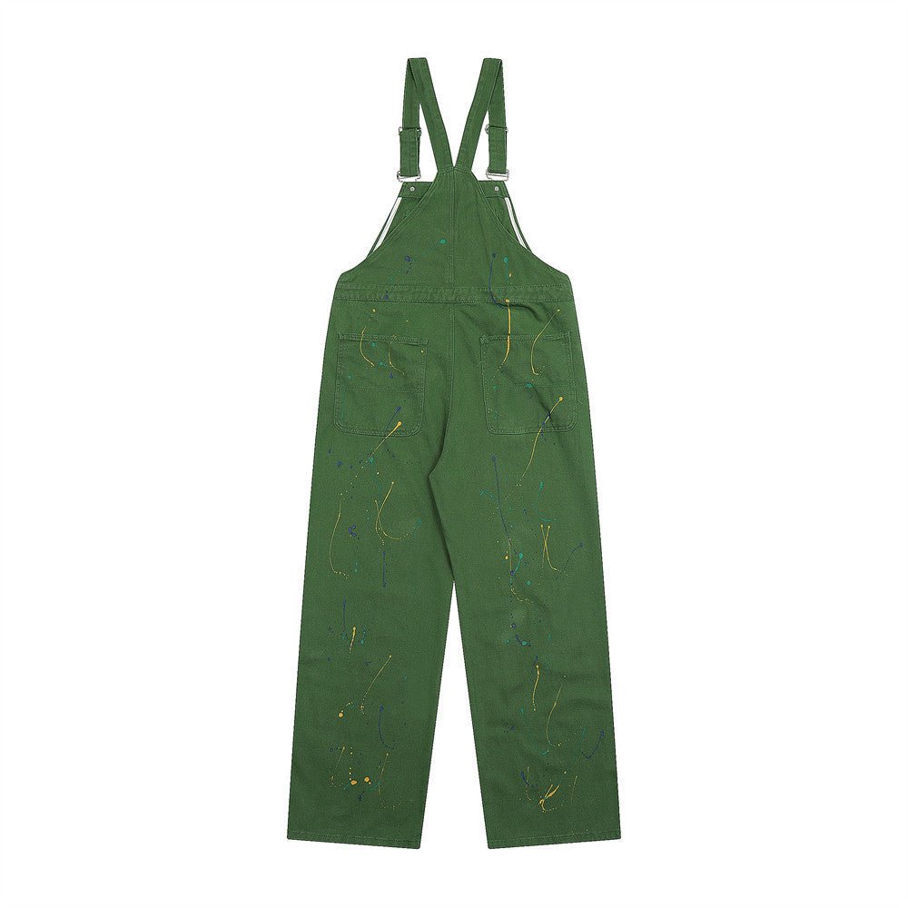 Letter Embroidery Denim Suspender Pants Men - BAGMODA