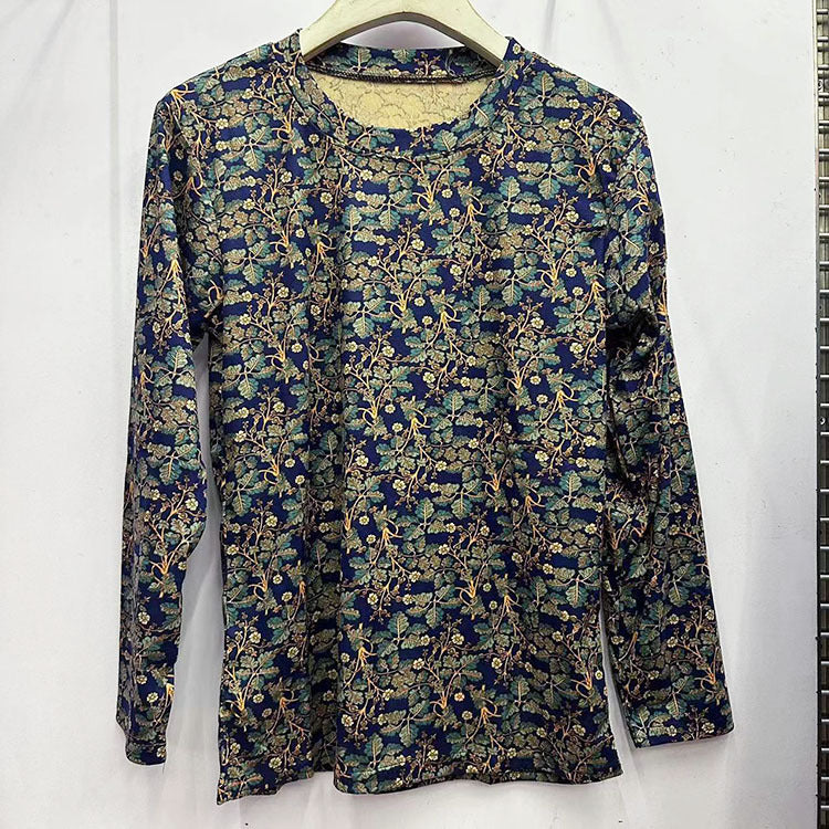 Skin-friendly Cotton Printed Long Sleeve Western Style Youthful-looking Loose Top