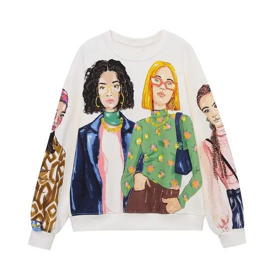 Sudaderas casuales de polar con estampado de colores en contraste para niñas, sudaderas con capucha de manga larga para mujer, suéteres elegantes