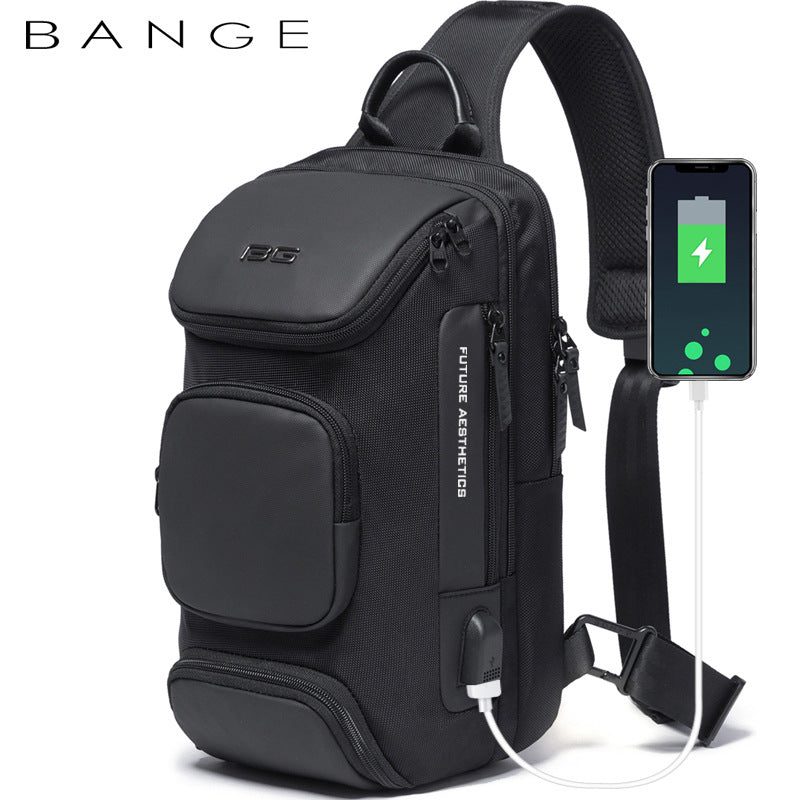 Slanted USB tech Messenger Bag