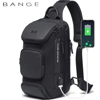Slanted USB tech Messenger Bag - BAGMODA