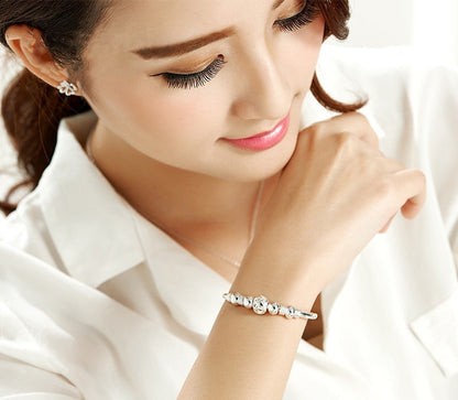 Pulsera de la suerte de 3 estilos, color plata, para mujer, joyería de moda 