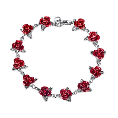 Pulsera U7 con rosas rojas y cadena para la muñeca, regalo para el Día de la Madre, joyería para bodas y damas de honor.
