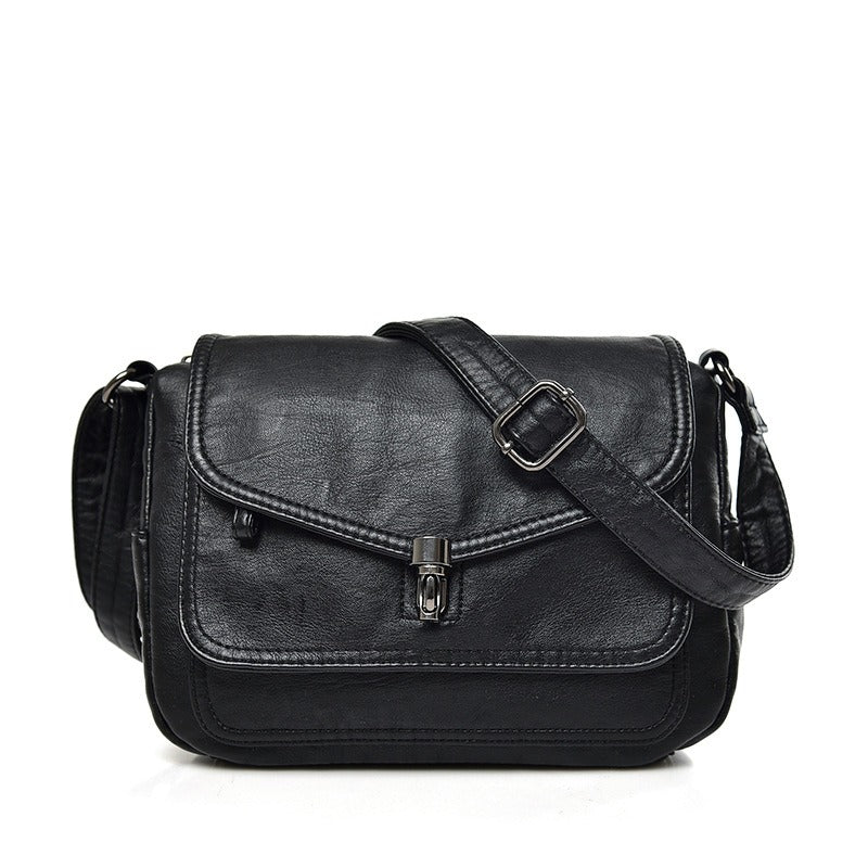 Soft leather retro crossbody bag