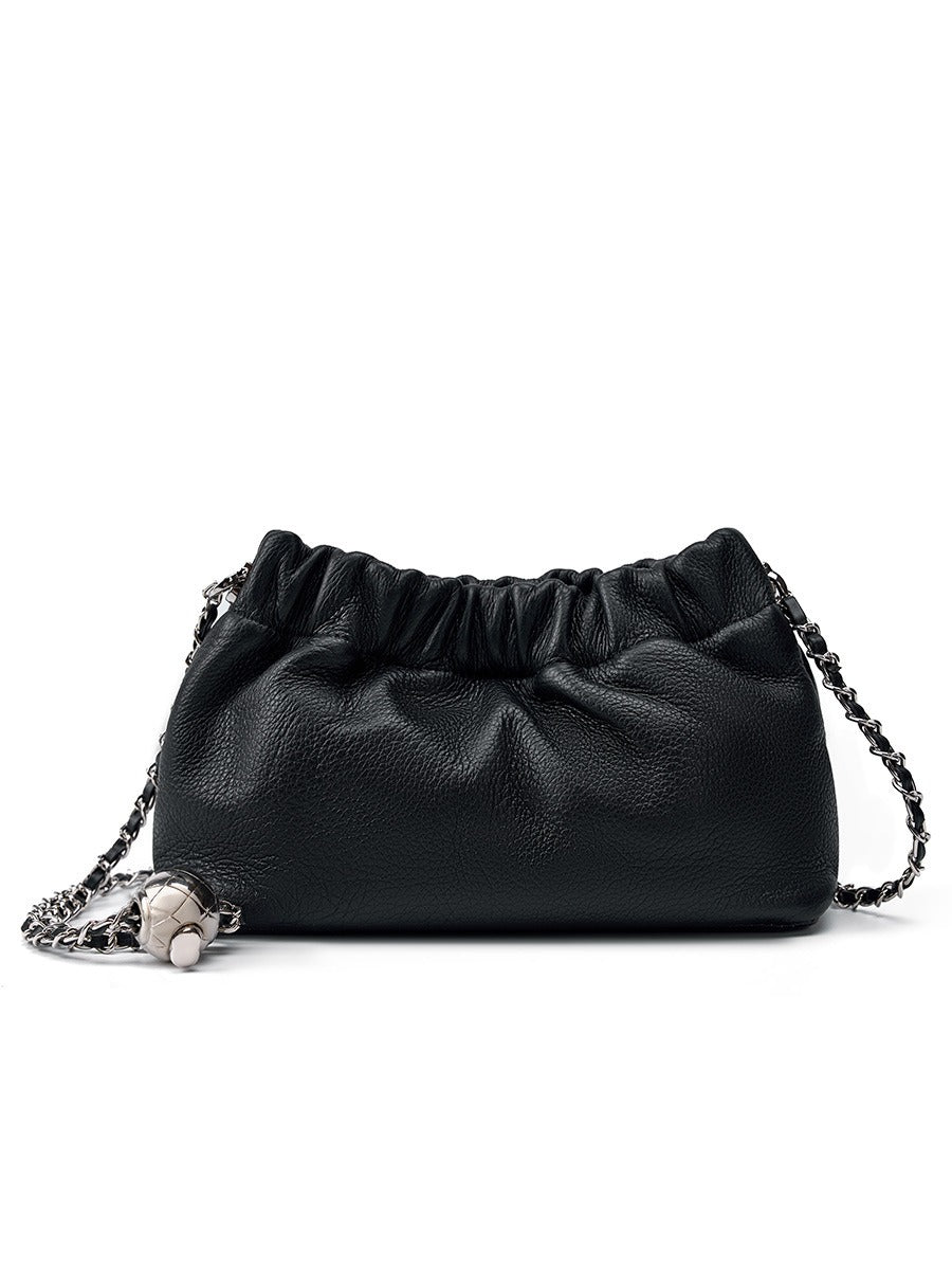 Cloud Pleated Cowhide Leather Bag