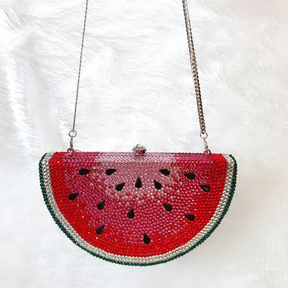 Watermelon Crystal Diamond Evening Bag - BAGMODA