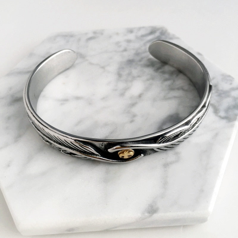 Cuff Bracelets/Stainless Steel/Bracelets Bangles for Women Eagle & Feather Viking Bracelet Men Wristband Fashion Jewelry