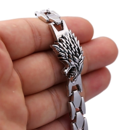 Wolf Armbänder &amp; Armreifen Zinklegierung Kette Silber Armband