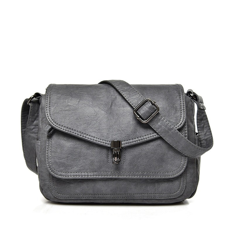 Soft leather retro crossbody bag