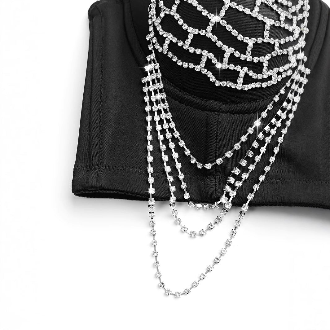 Heavy Beading and Rhinestone Design Backless
