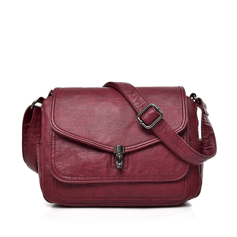 Soft leather retro crossbody bag