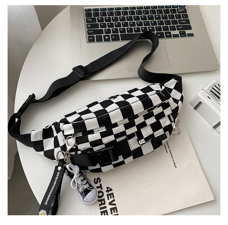 Black And White Crossbody Waist Bag