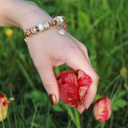 Pulseras y brazaletes de corazón dorado de moda para mujer, pulseras de cadena con dijes de cristal, joyería de moda, pulsera BT200176