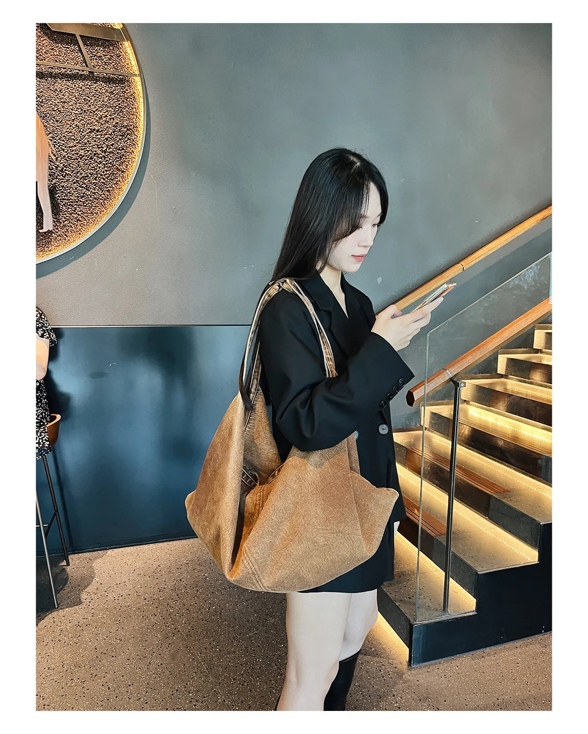 Cowboy Chic Large Denim Shoulder Tote - BAGMODA