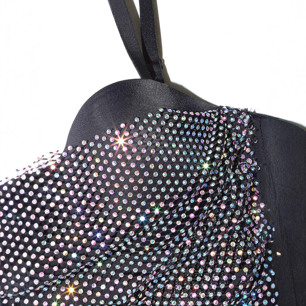 Sexy Bone Bralette with Hollow-out Sheer Mesh Straps