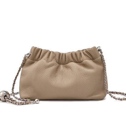 Cloud Pleated Cowhide Leather Bag - BAGMODA