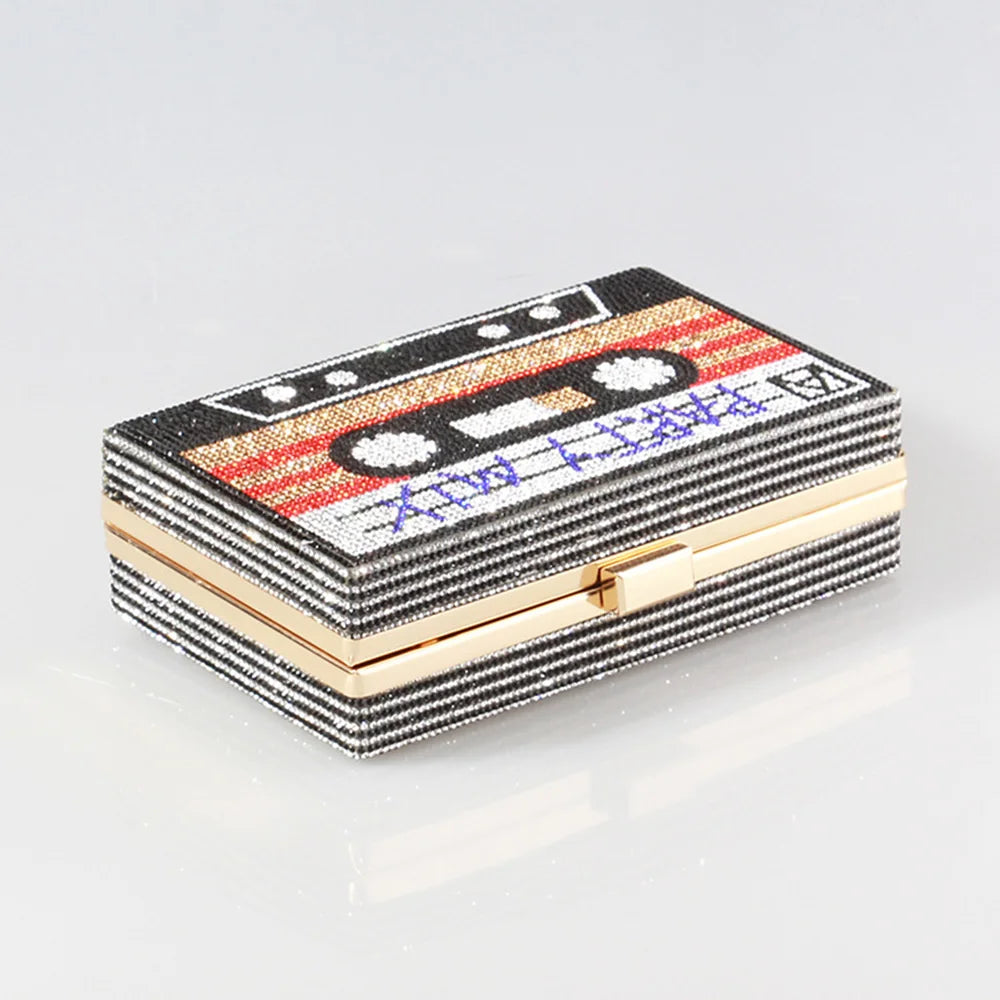 Retro Crystal Cassette Clutch - BAGMODA