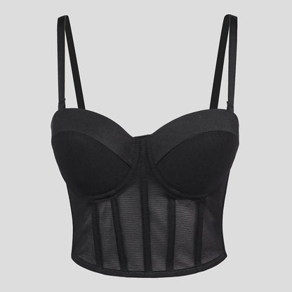 Capa interior de malla transpirable y multidopamina sexy sin tirantes
