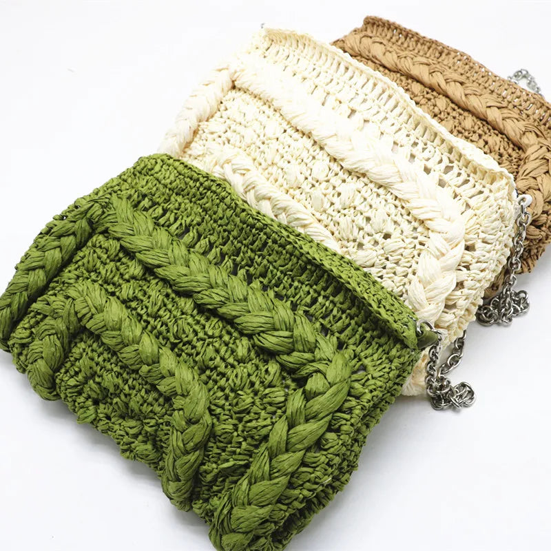 Boho Charm Woven Straw Bag