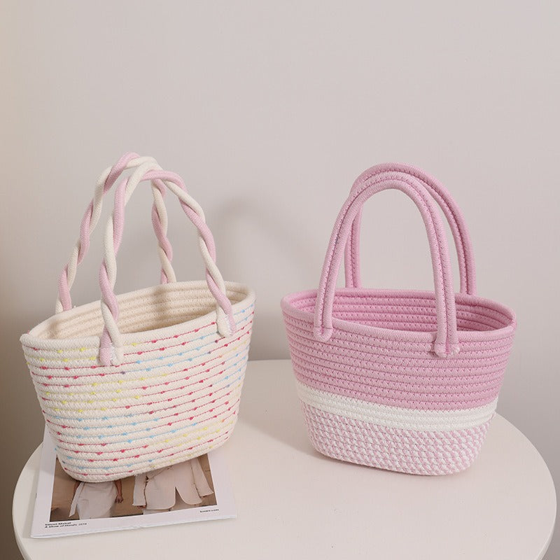 Pink Twist Woven Straw Bag