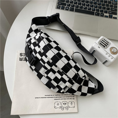 Black And White Crossbody Waist Bag - BAGMODA
