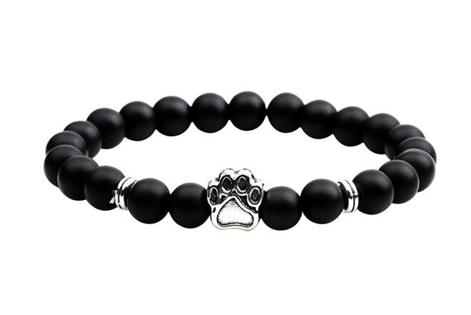 Dogs Cat Paw Natural Stone Lava Beads Bracelets Elastic Rope Fashion Men Women Unisex Wristband Trendy Jewelry