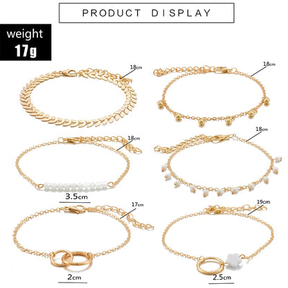 Tocona - Pulseras bohemias con borlas doradas para mujer, joyería bohemia, cuentas geométricas de hojas, conjunto de pulseras con dijes en capas 