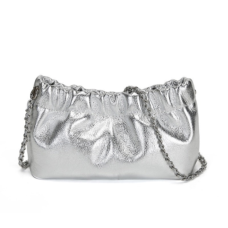 Cloud Pleated Cowhide Leather Bag