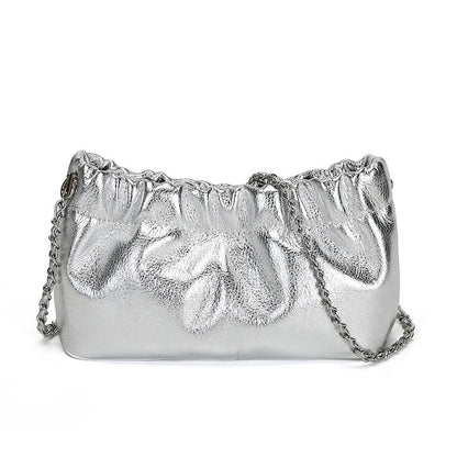 Cloud Pleated Cowhide Leather Bag - BAGMODA