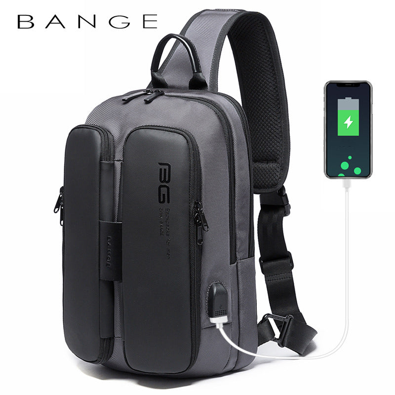 BANGE Outdoor USB Technology Chest Bag for Men