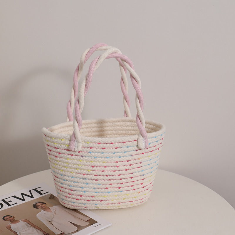 Pink Twist Woven Straw Bag