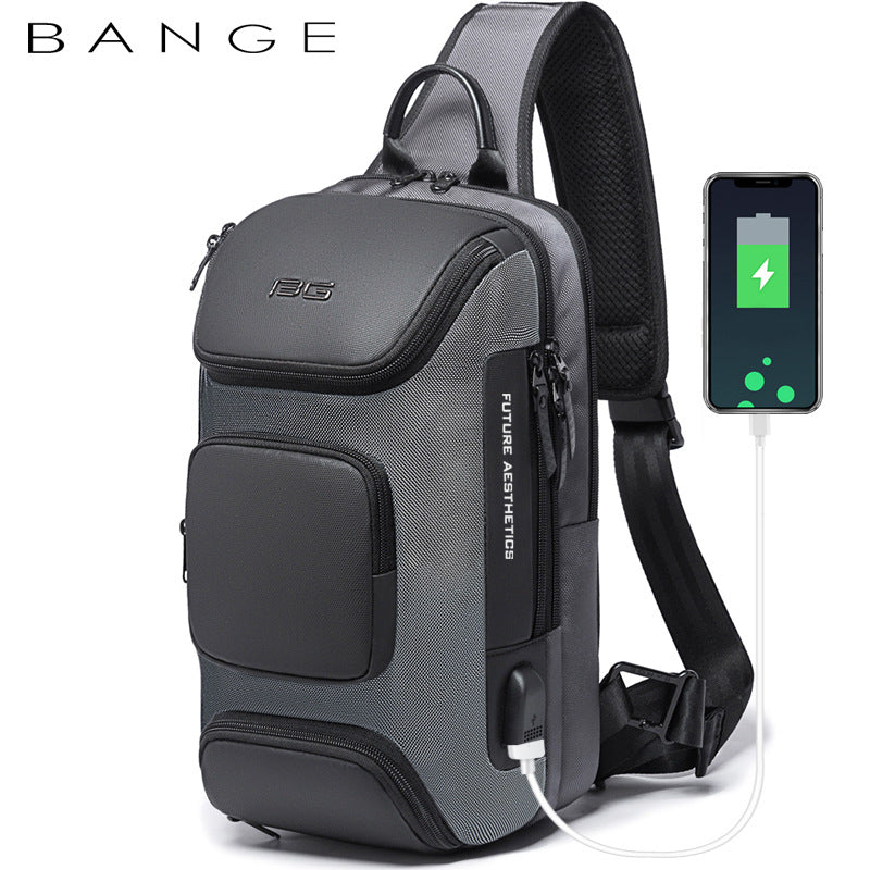 Slanted USB tech Messenger Bag