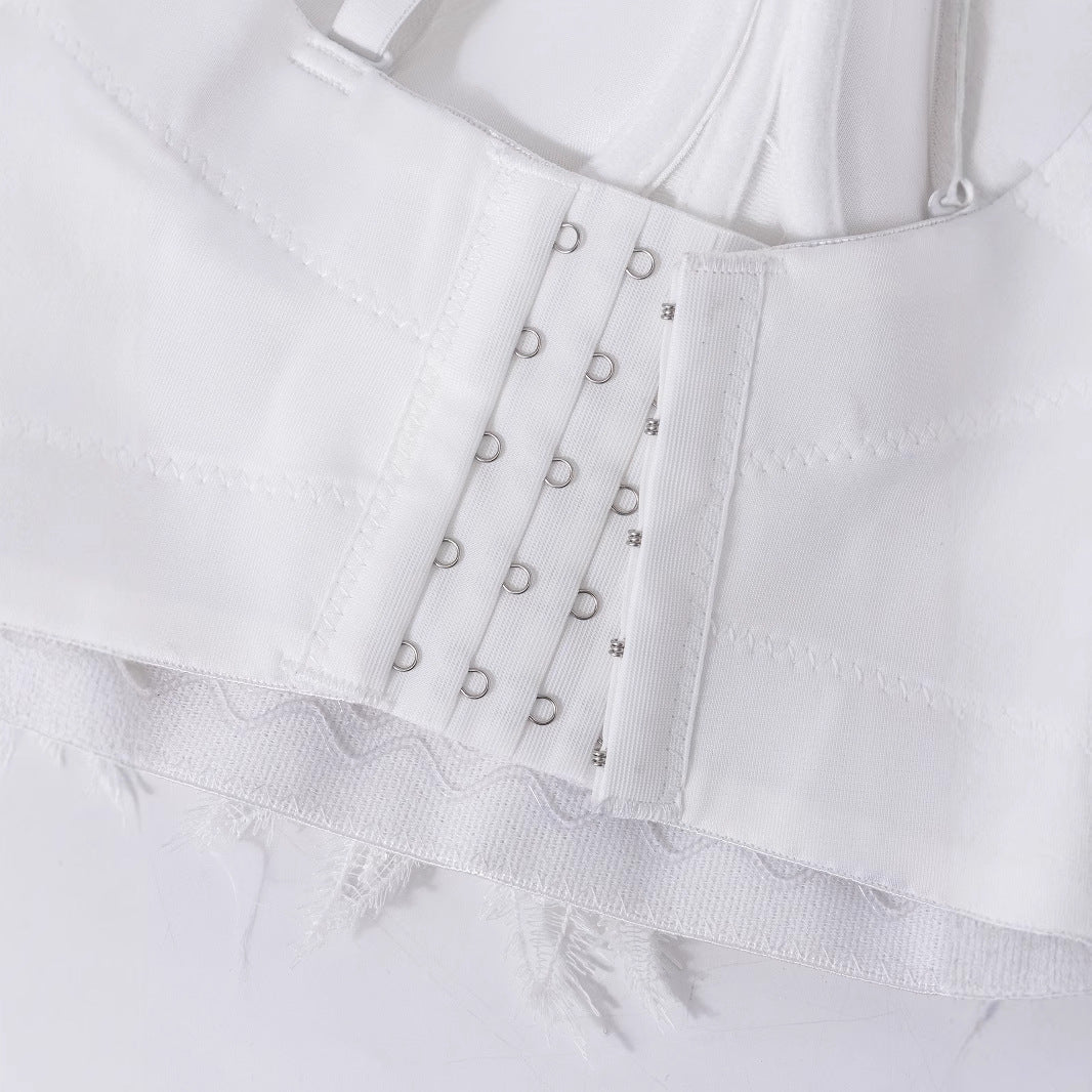White Strapless Sexy Camisole for Women Burnout Beading Shaping