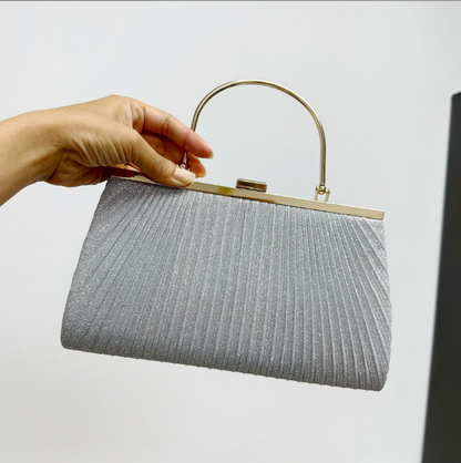 Pleated Shiny Evening Handbag - BAGMODA