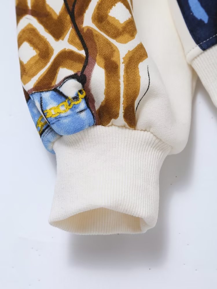 Sudaderas casuales de polar con estampado de colores en contraste para niñas, sudaderas con capucha de manga larga para mujer, suéteres elegantes