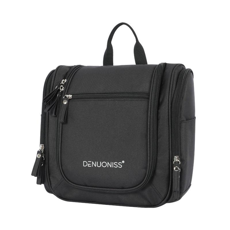 Women's travel toiletry bag with makeup mirror