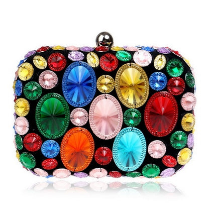 Diamonds Metal Rhinestones Beading Clutch - BAGMODA