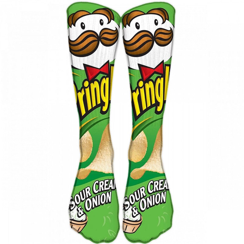 Harajuku Kawaii Socks Man Cotton Cartoon Food Print